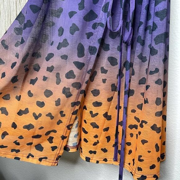 Zaful Purple Orange Ombre Swim Cover Wrap Dress M - Picture 3 of 6